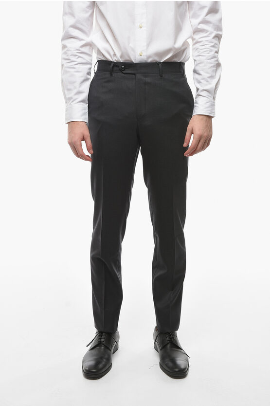 Corneliani Virgin Wool Pants With Belt Loops In Black
