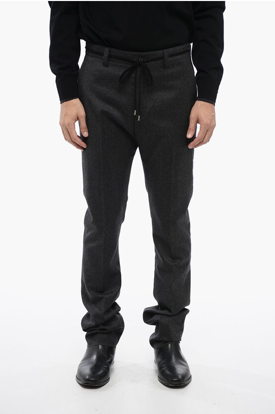 Shop Lanvin Virgin Wool Pants With Belt Loops