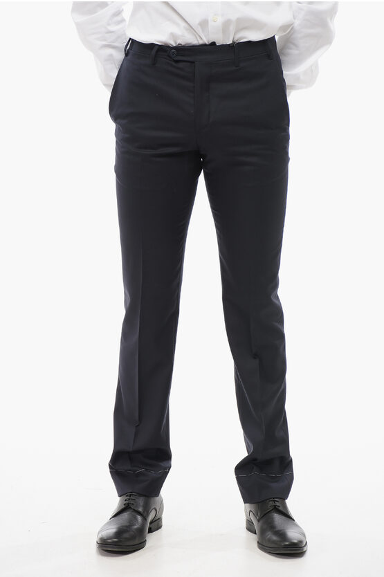 Corneliani Stretch Wool Academy Pants With Pin Check Motif