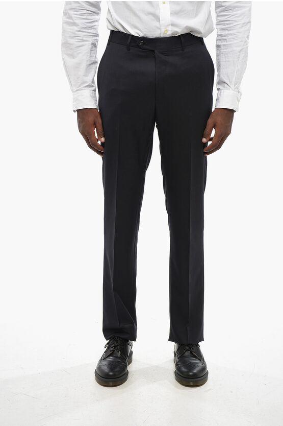 Corneliani Virgin Wool Pants With Belt Loops In Black