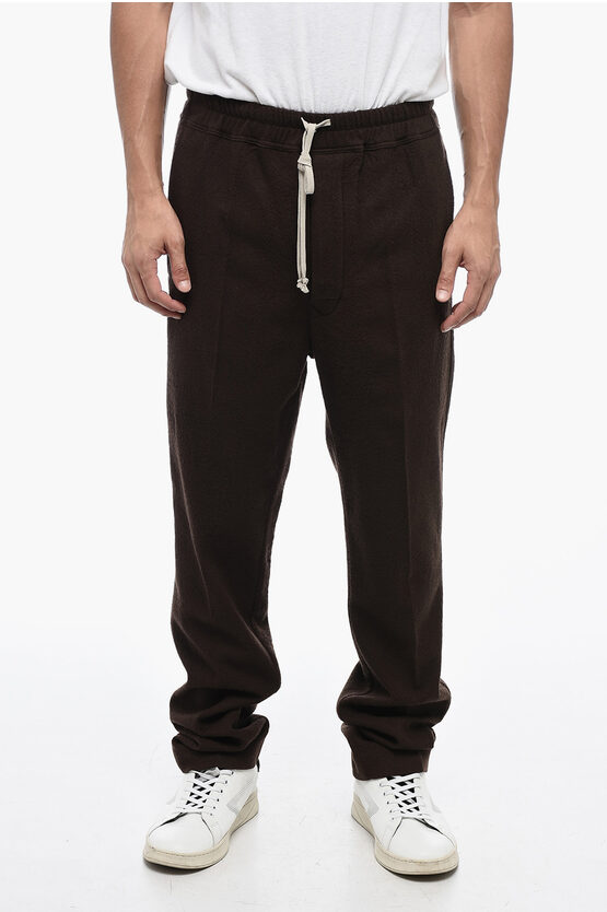 Shop Rick Owens Virgin Wool Pants With Drawstring