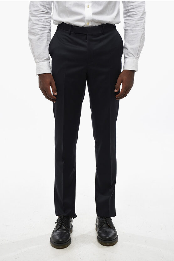 Corneliani Virgin Wool Pants With Hidden Closure In Black
