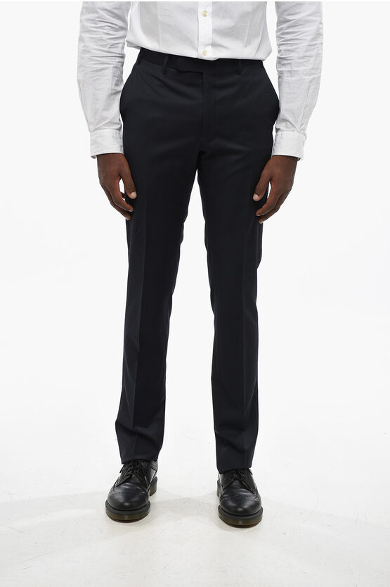 Corneliani Virgin Wool Pants With Hidden Closure In Black