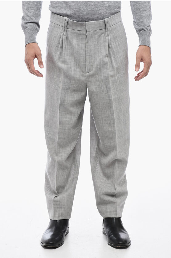 Shop Dior Virgin Wool Pants With Padded Detail