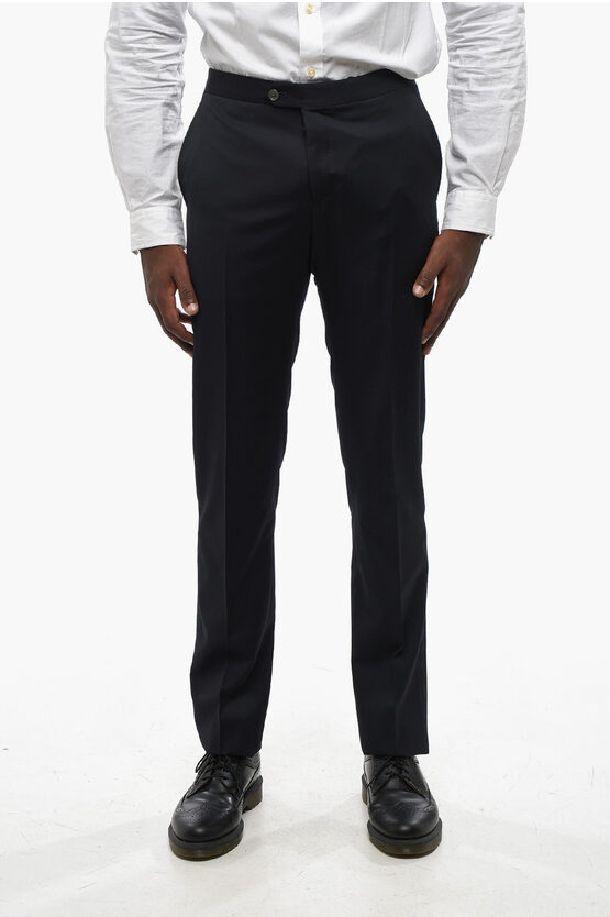 Corneliani Virgin Wool Pants With Satin Lateral Bend In Black