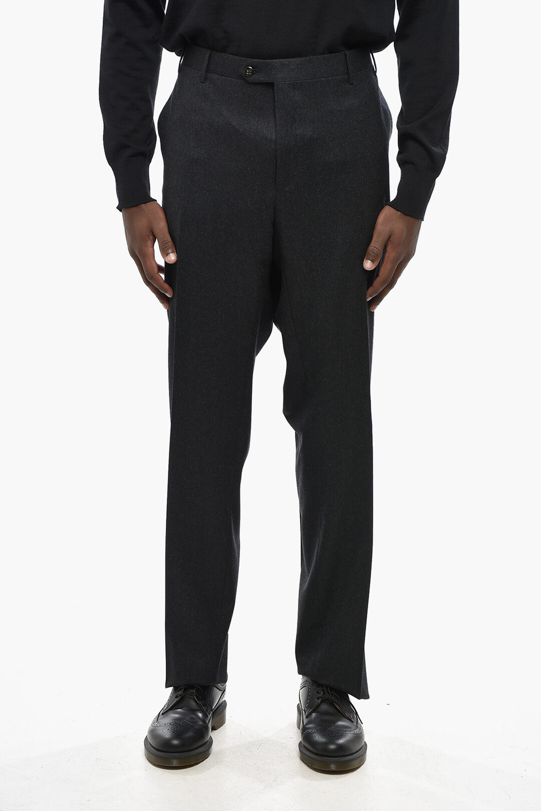 Corneliani Virgin Wool Pants with Scalloped Hem men - Glamood Outlet