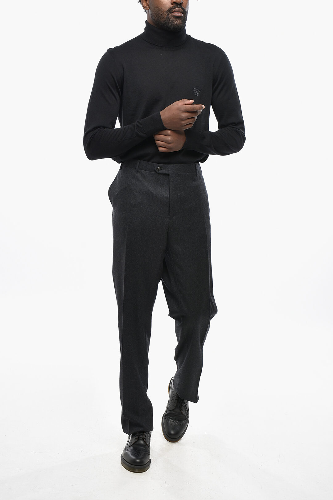 Corneliani Virgin Wool Pants with Scalloped Hem men - Glamood Outlet