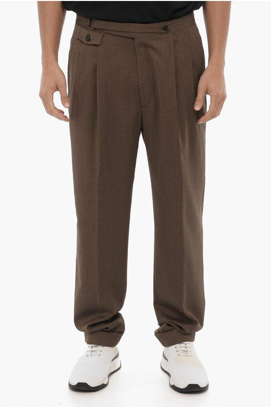 Corneliani Virgin Wool Pants With Turn-up Hems