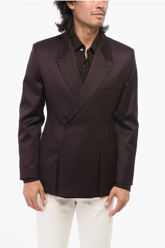 Dior Virgin Wool Peak Lapel Double-breasted Blazer In Purple