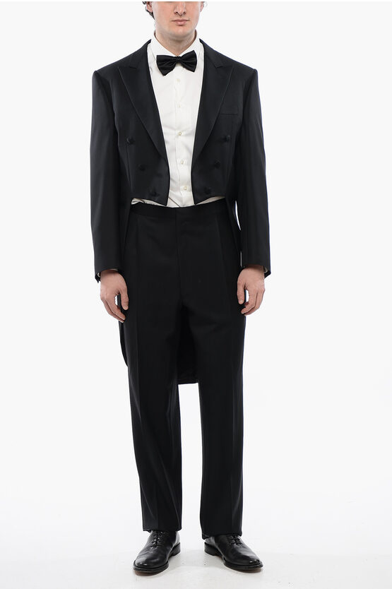 Cc Brothers Virgin Wool Peak Lapel Mantua Tail-coat