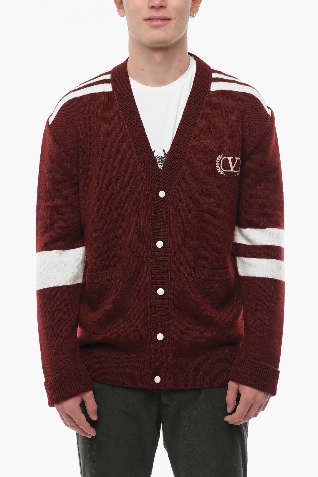 Valentino Virgin Wool ROME Cardigan with Embroideries men