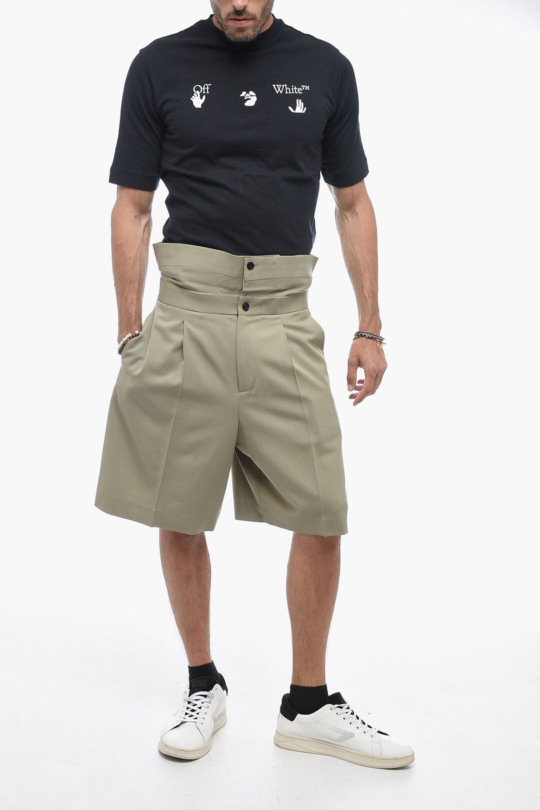 ショートパンツ Dior Check N Dior Virgin Wool Shorts Bermuda Shorts Beige Virgin Wool and Linen | DIOR