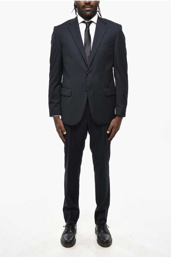 Nino Danieli Virgin Wool Side Vents 2-button Suit With Flap Pockets In Black