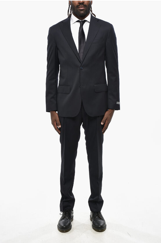 Nino Danieli Virgin Wool Side Vents 2-button Suit With Flap Pockets In Black