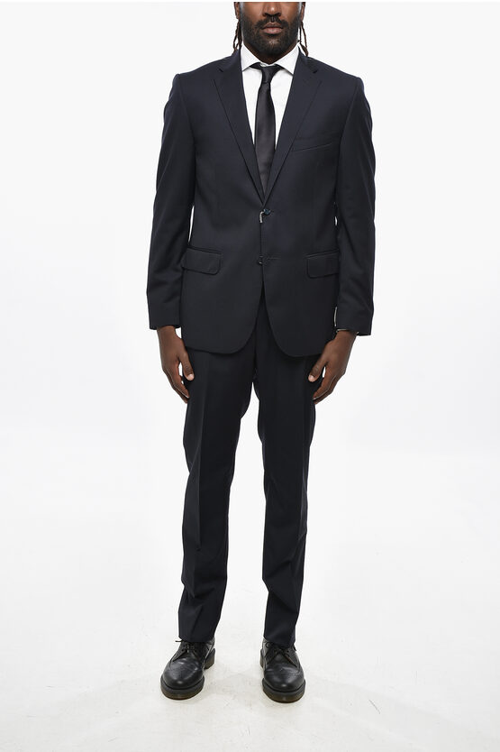 Nino Danieli Virgin Wool Side Vents 2-button Suit In Black