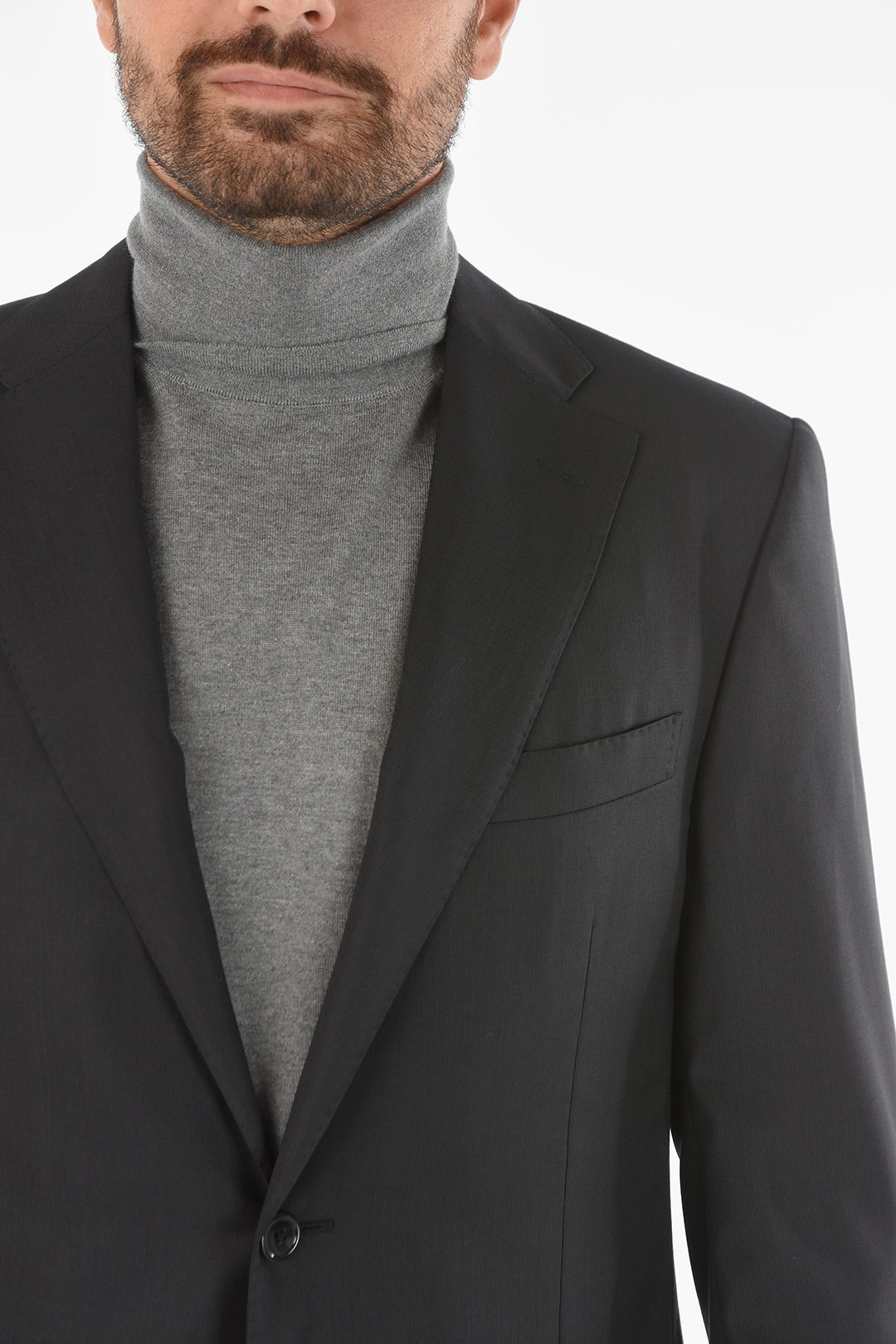 Corneliani virgin wool side vents notch lapel 2-button suit men 