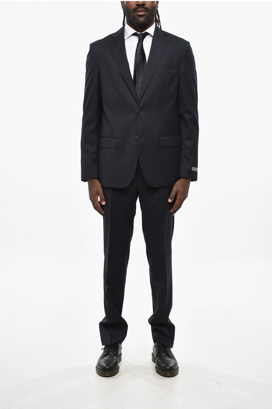 Nino Danieli Virgin Wool Side Vents Notch Lapel 2-button Suit In Black