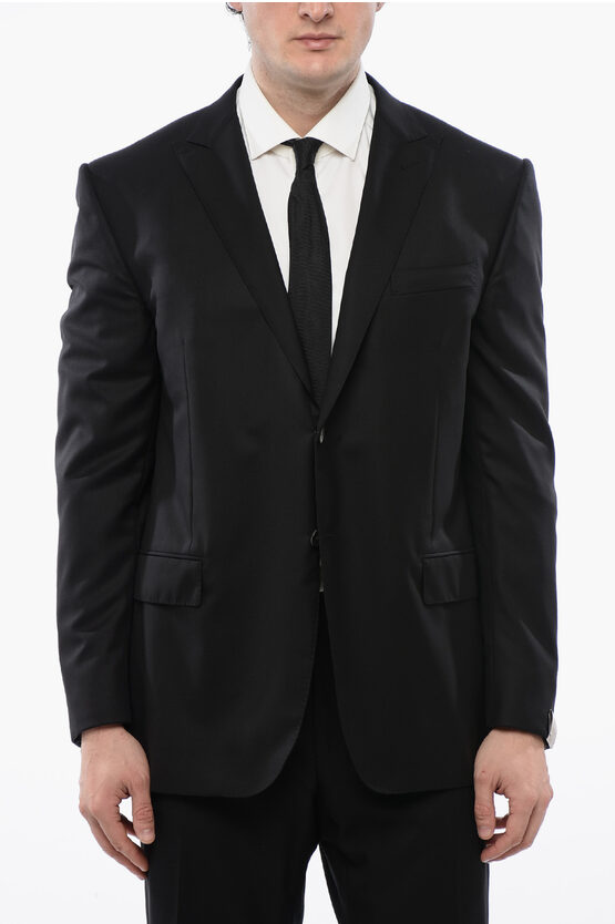 Corneliani Virgin Wool Side Vents Peak Lapel 2-button Blazer
