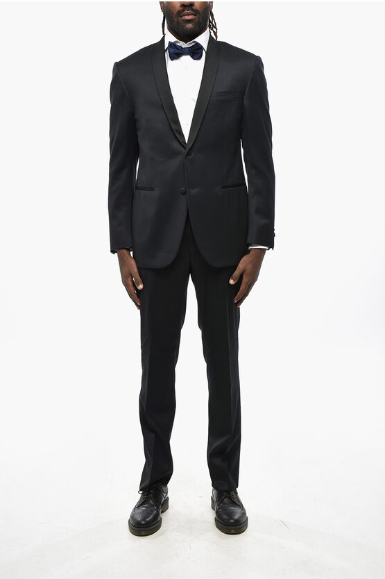 Nino Danieli Virgin Wool Side Vents Shawl Lapel 2-button Suit In Black