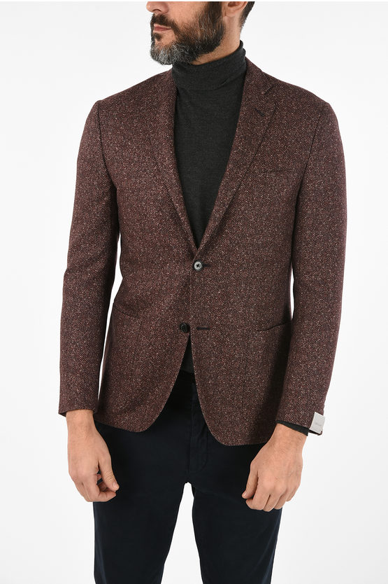 Corneliani Virgin Wool Silk And Cashmere Single Breasted Reward Blazer In Brown