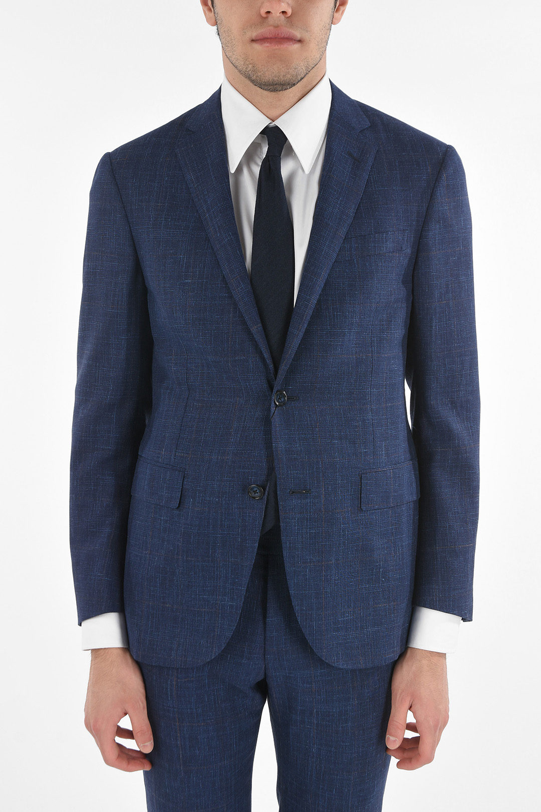 Corneliani Virgin Wool Silk Flax ACADEMY Suit with Notch Lapel men ...