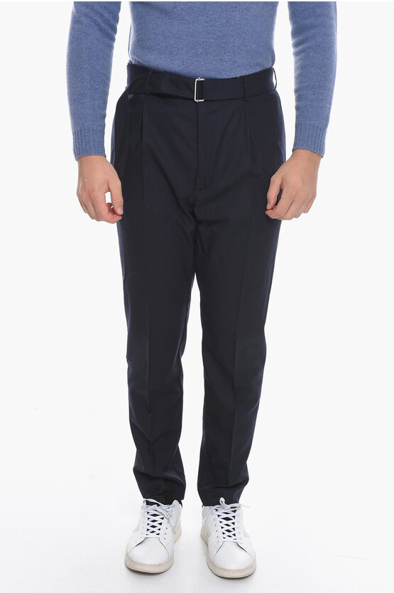 Altea Virgin Wool Single-pleat Pants With Belt In Black