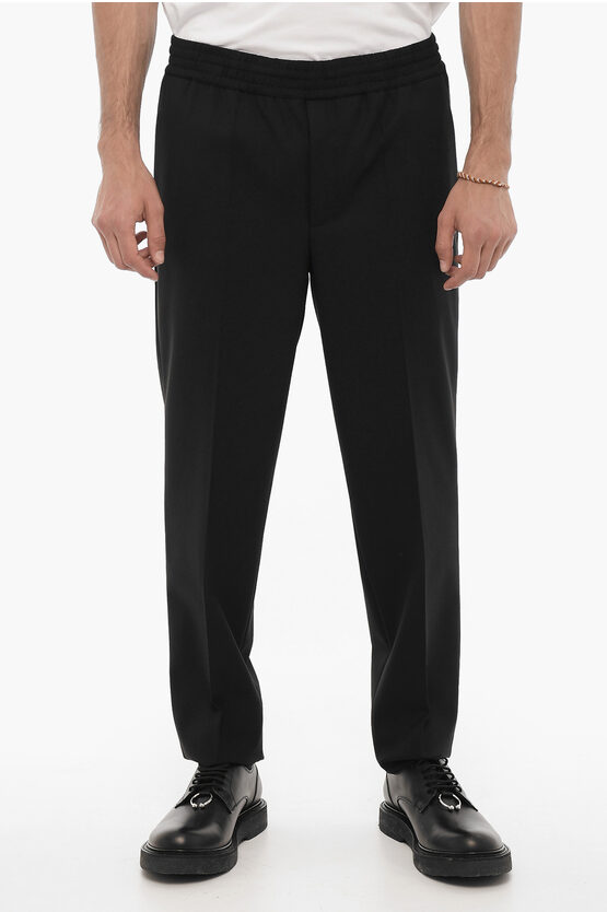 Shop Neil Barrett Virgin Wool Skinny Fit Pants With Elastic Waistband