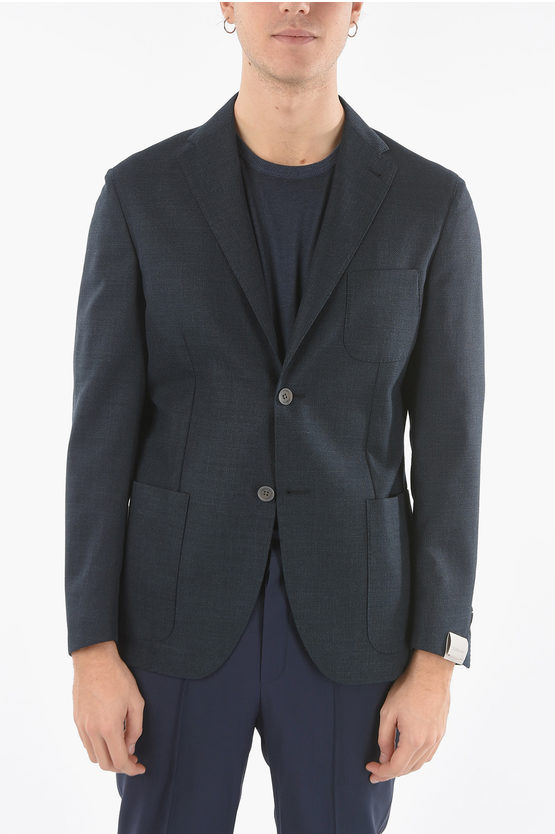 Corneliani Virgin Wool Sportswear Side Vents 2-button Blazer In Blue