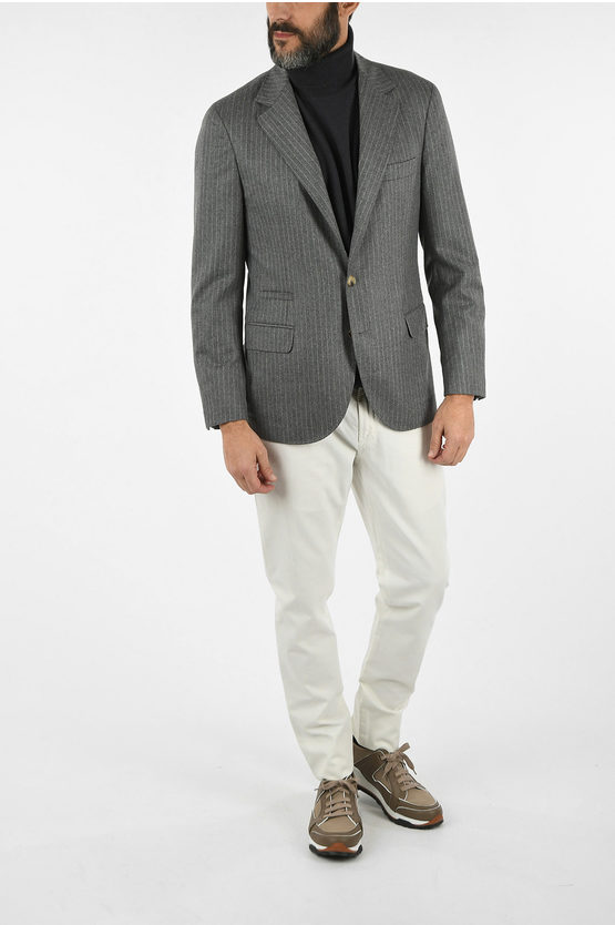 Brunello Cucinelli Virgin Wool Striped Blazer men - Glamood