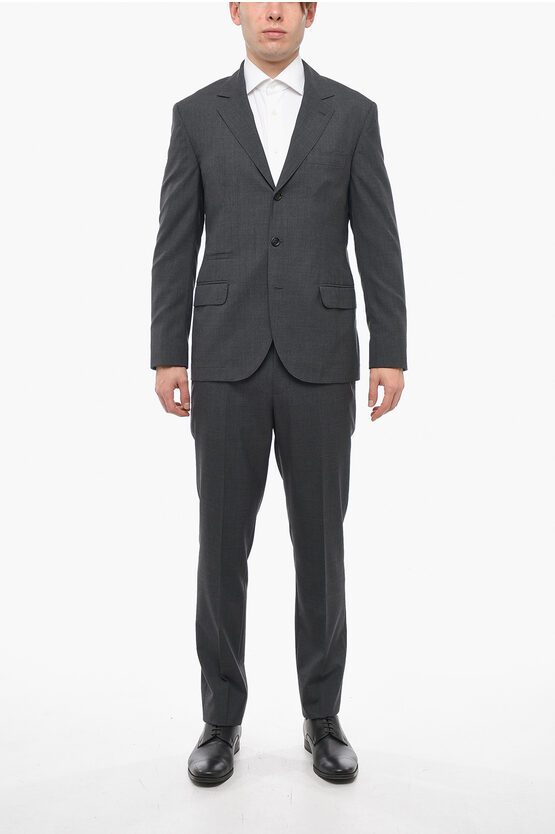 Brunello Cucinelli Virgin Wool Suit With Flap Pockets In Black