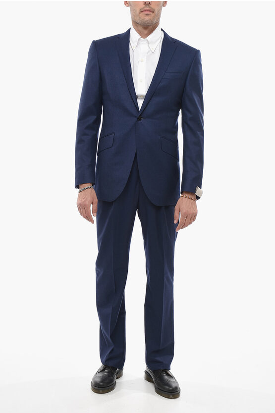 Shop Ozwald Boateng Virgin Wool Suit With Flap Pockets