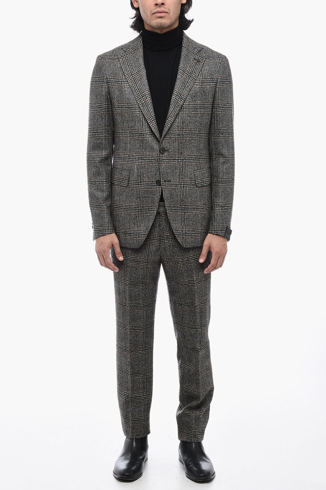 【THE MOZZ】[Premium] Log Herringbone Wool One Piece Homhous Men's Herringbone Wool Blend Trench Coat Knee Length