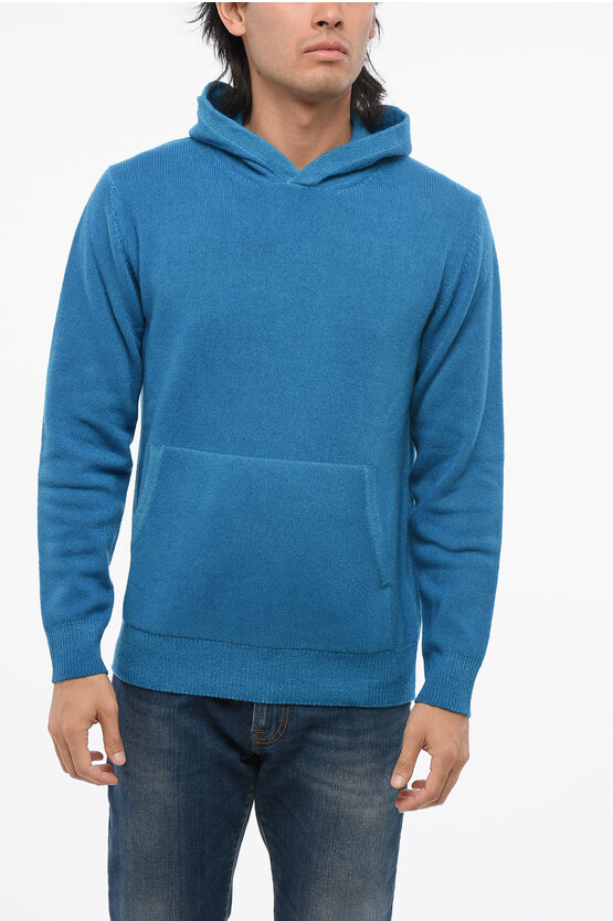 Altea Virgin Wool Sweater With Hood In Blue