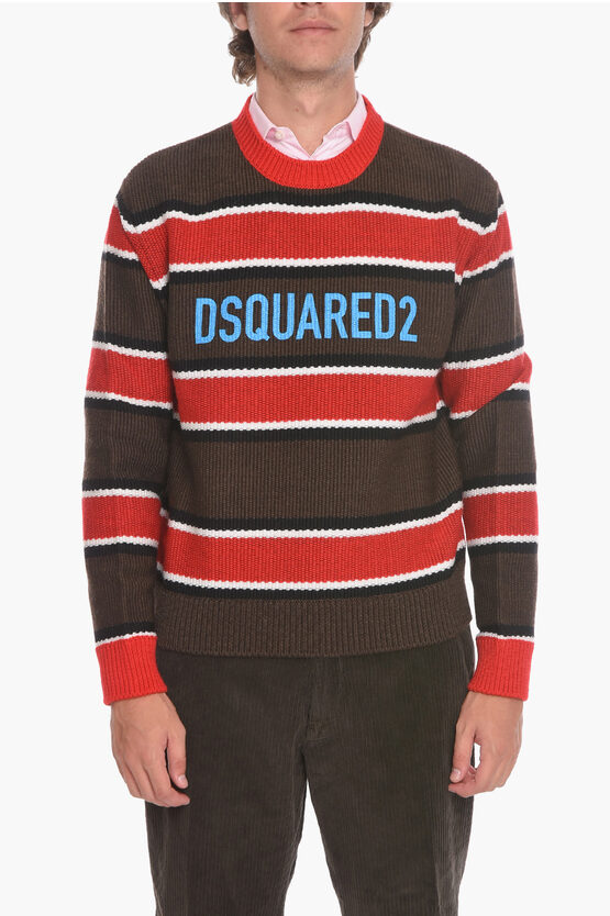 Shop Dsquared2 Virgin Wool Sweather With Striped Pattern