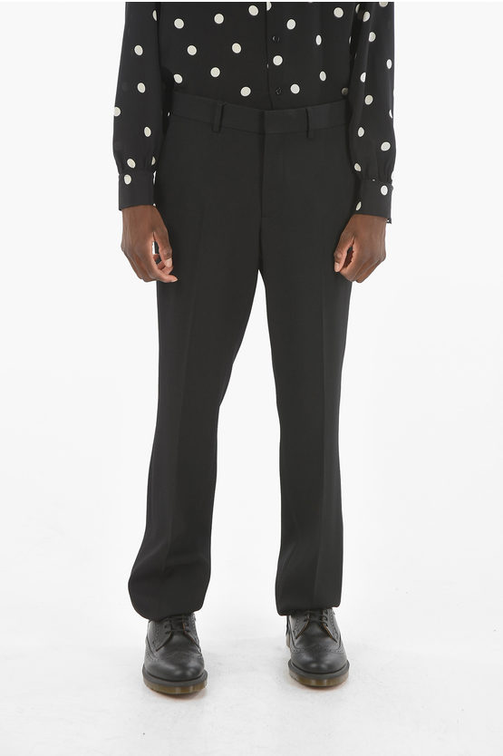 Burberry Virgin Wool Tailored Straight-leg Pants In Black