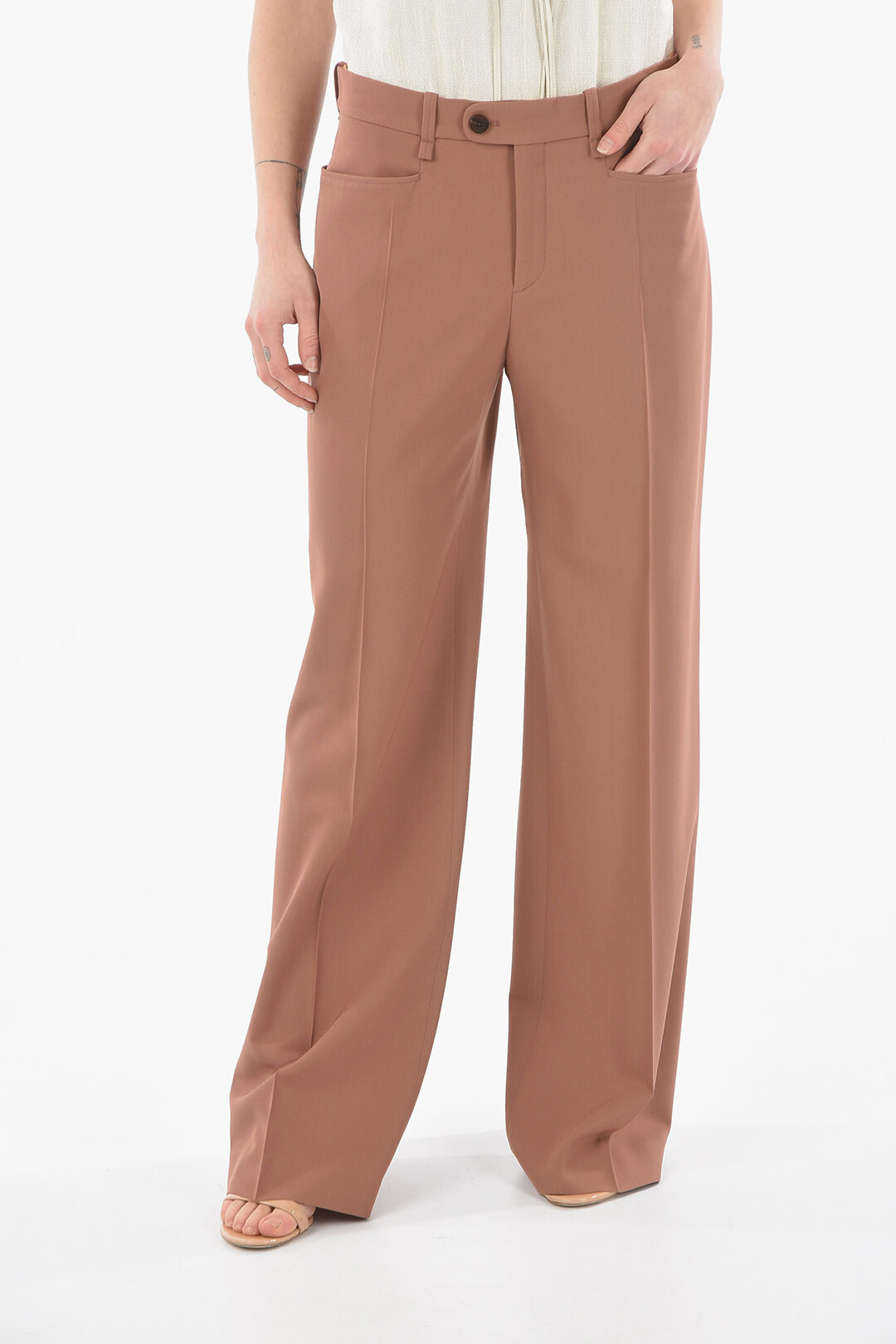 Buy Chloé High-rise Linen-corduroy Wide-leg Trousers - Beige At 60% Off |  Editorialist