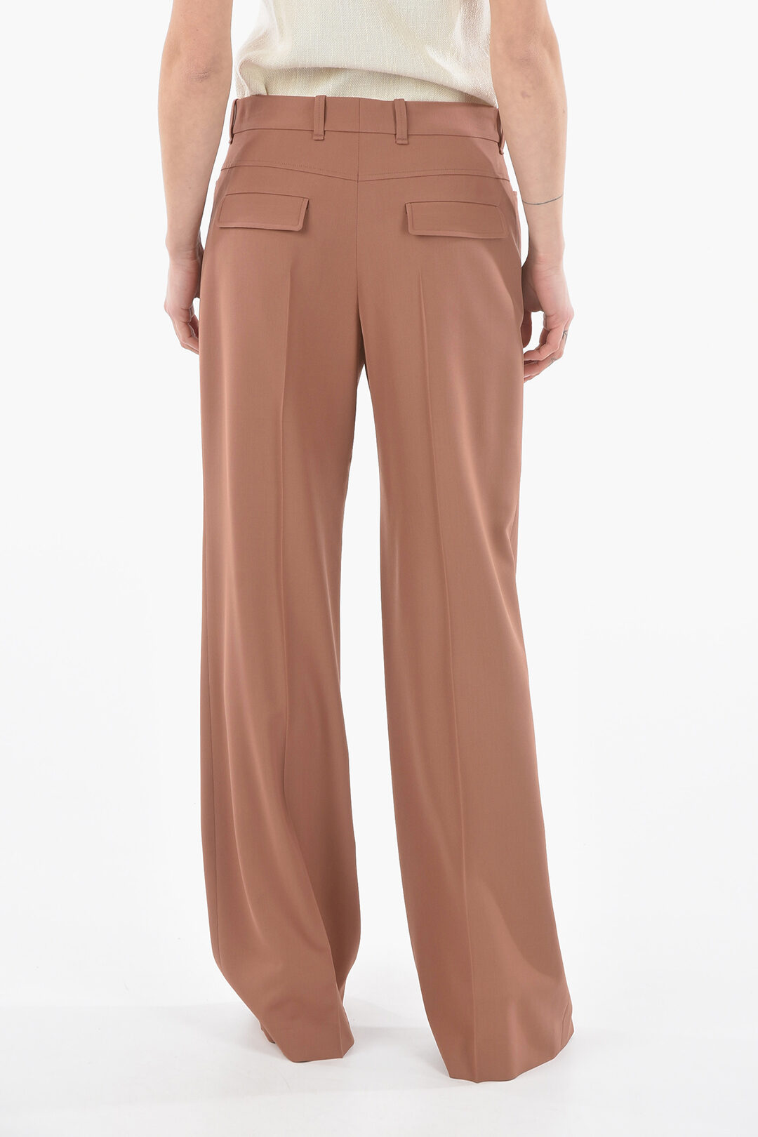 パンツ CHLOE DARK BEIGE WOOL PANTS CHLOÉ Wool straight-leg pants | NET-A-PORTER