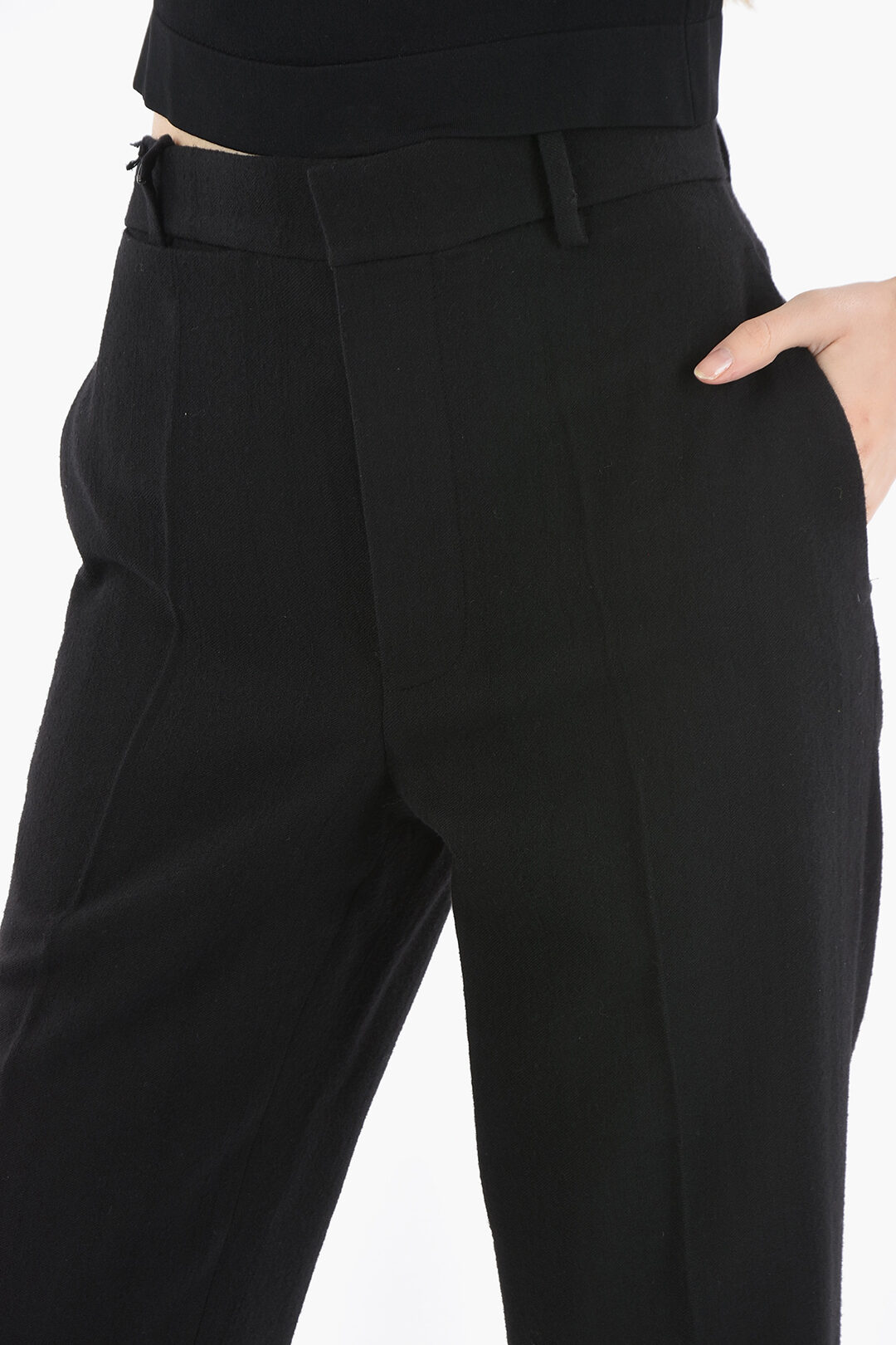 パンツ 2003AW Ann demeulemeester wool slacks Ann Demeulemeester Virgin-wool TREES Tailored Pants with Straight