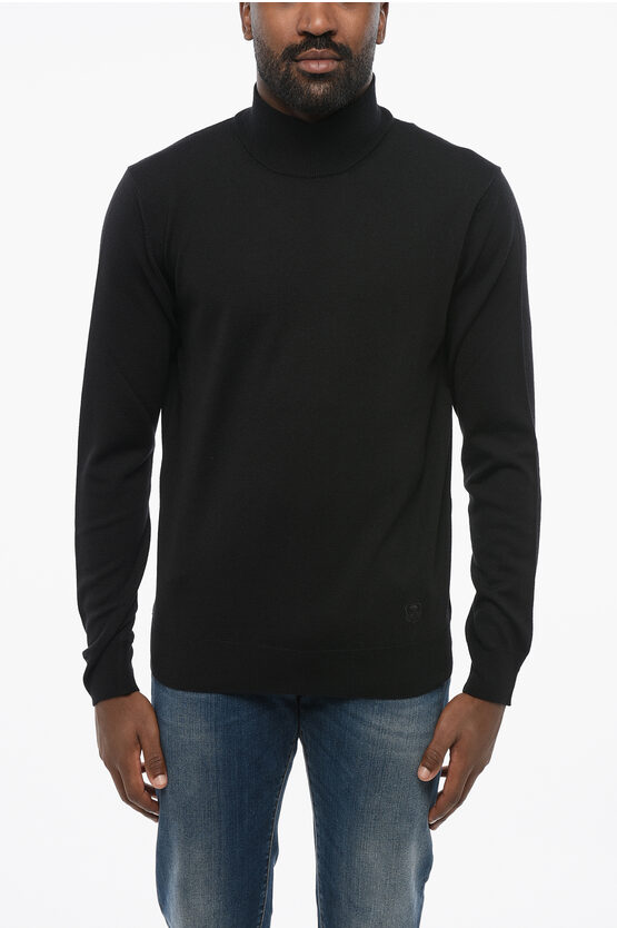 Corneliani Virgin Wool Turtleneck Sweater In Black