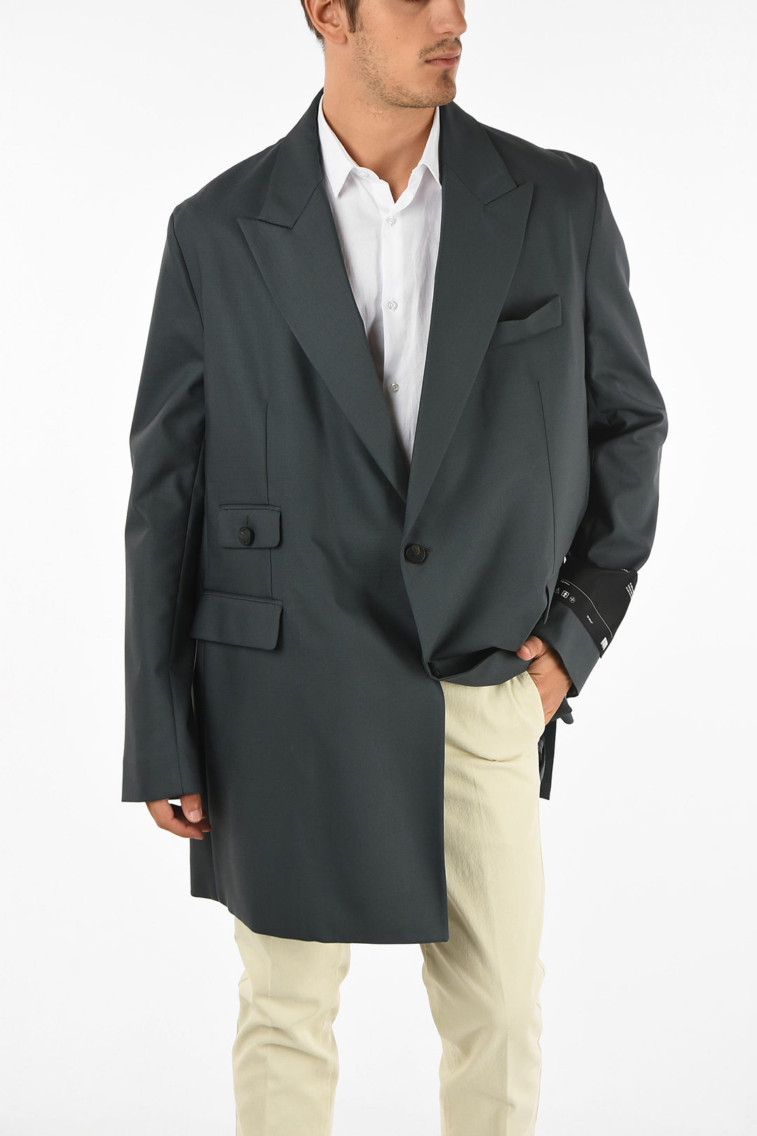 Off-White Virgin Wool Two Buttons Coat men - Glamood Outlet