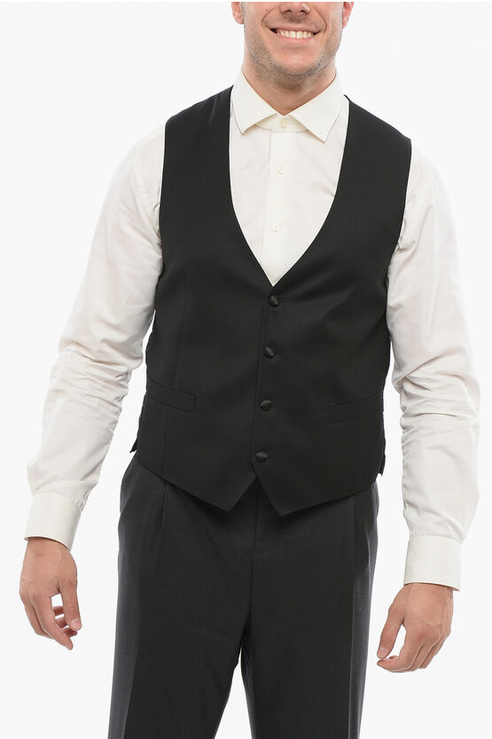 Corneliani Virgin Wool Vest With Satin Buttons