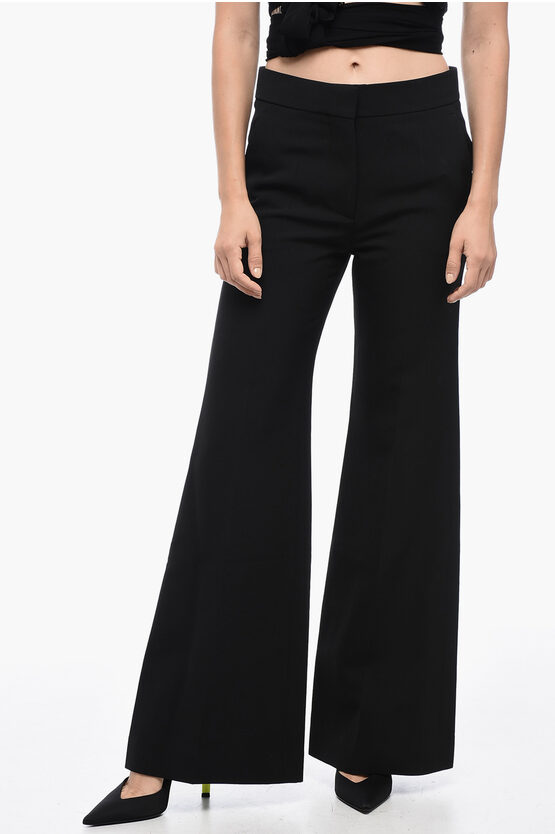 Givenchy Virgin Wool Wide Leg Pants With Concealed Closure In Black