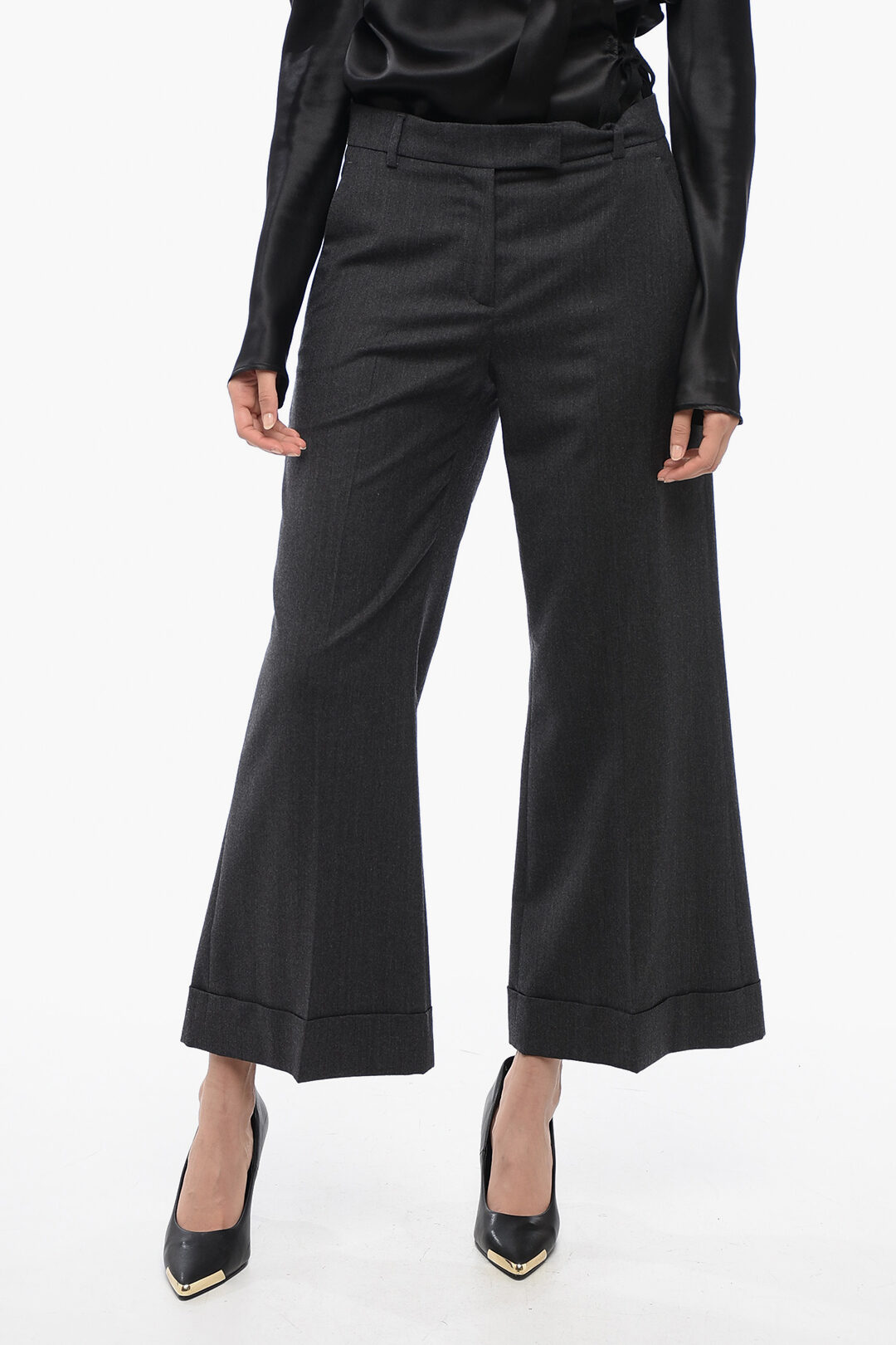 QL2 Virgin Wool Wide-Leg Pants with Cuffed Hem women QL2 Virgin Wool Wide-Leg Pants with Cuffed Hem women