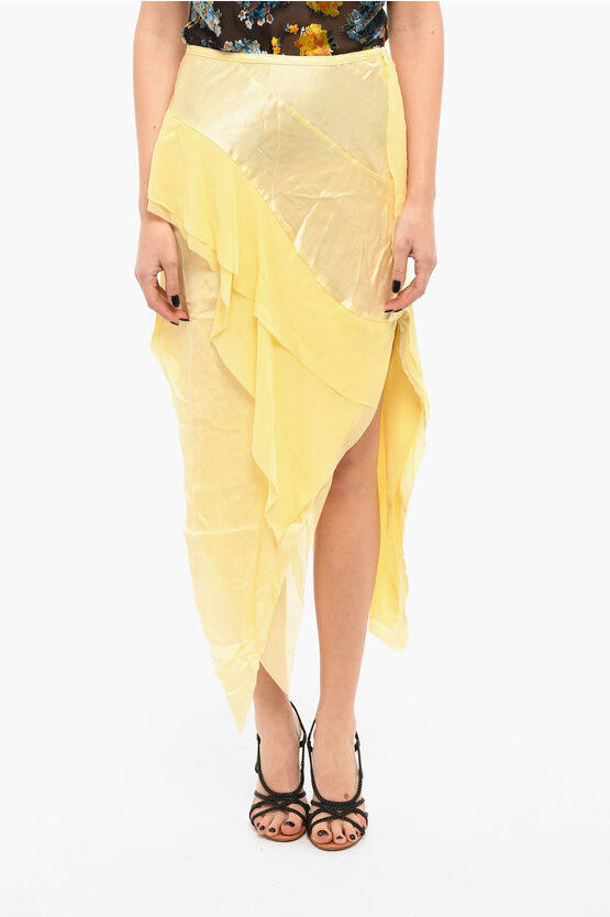 Diesel Viscose And Silk-blend Ardesia Asymmetrical Skirt In Yellow