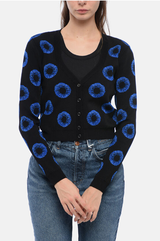 Shop Alexander Mcqueen Viscose Blend Eye Crop Cardigan