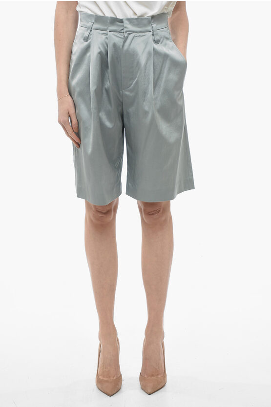 Brunello Cucinelli Viscose-blend Shorts With Front Pleated Detail In Gray