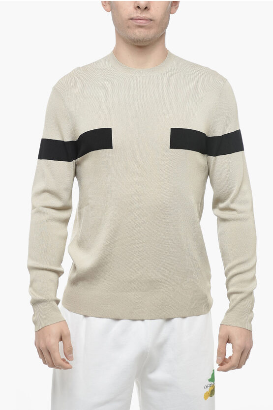 Neil Barrett Viscose Blend Sweater With Contrastig Pattern In Gray