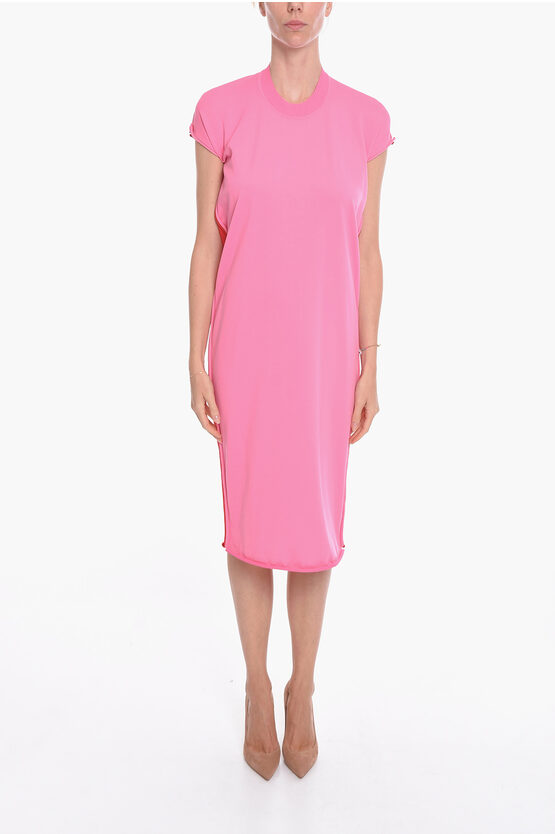 Bottega Veneta Viscose Draped Midi Dress In Pink