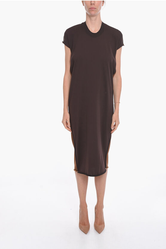 Bottega Veneta Viscose Draped Midi Dress In Brown