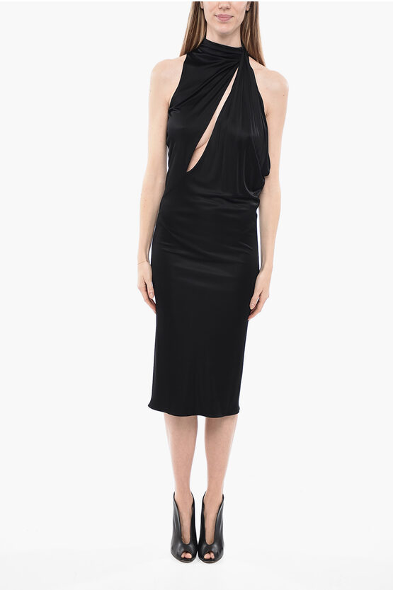 Versace Viscose Jersey Asymmetric Dress With Cut-outs In Black